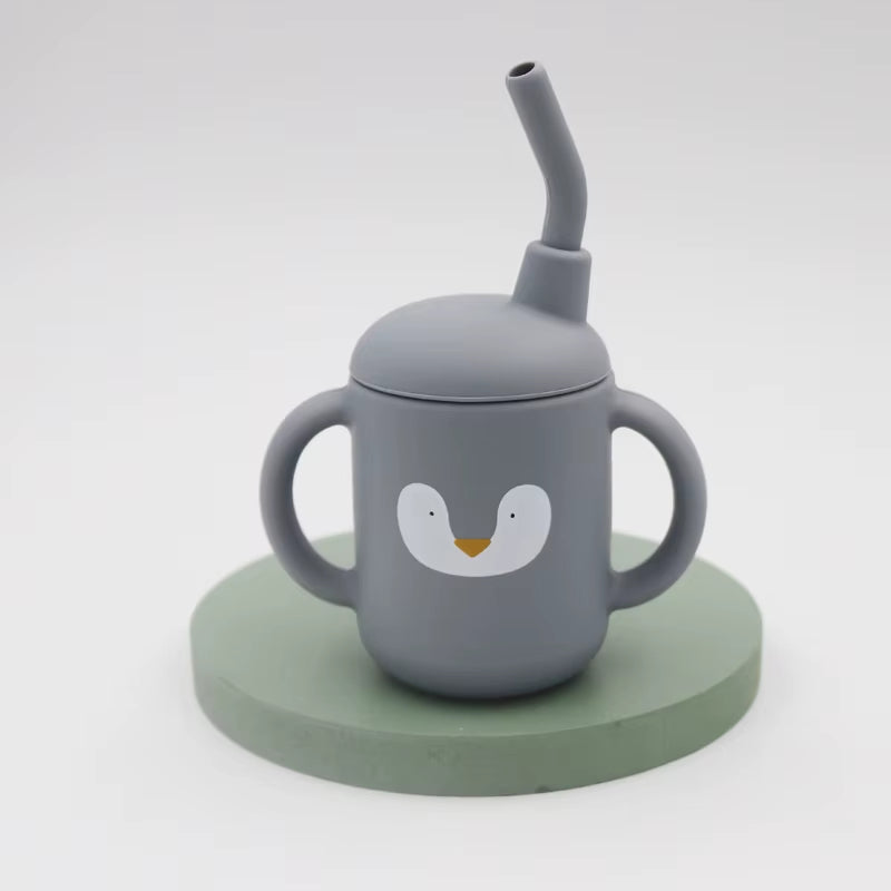 Introducing the New Cartoon 120ML Baby Silicone Sippy Cup - BPA-Free, Portable Snack Container and Leakproof Trainer Cup for Your Little One!