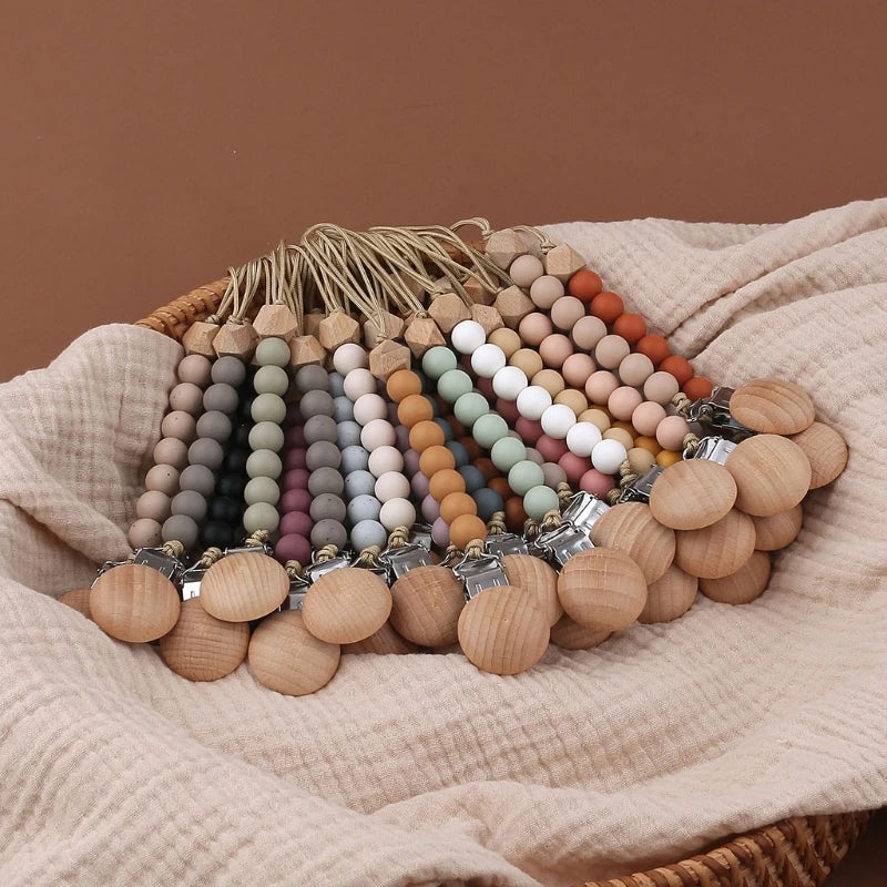 Stylish & Safe Pacifier Clip Chain with Silicone Beads - BPA Free Dummy Holder for Teething Babies