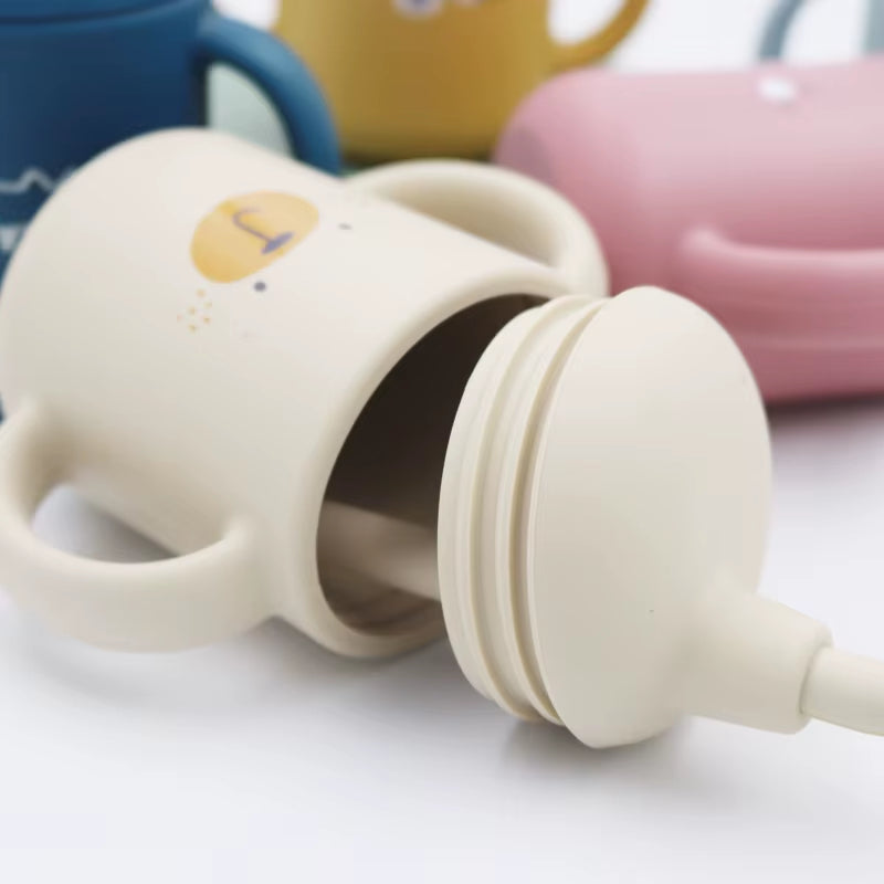 Introducing the New Cartoon 120ML Baby Silicone Sippy Cup - BPA-Free, Portable Snack Container and Leakproof Trainer Cup for Your Little One!