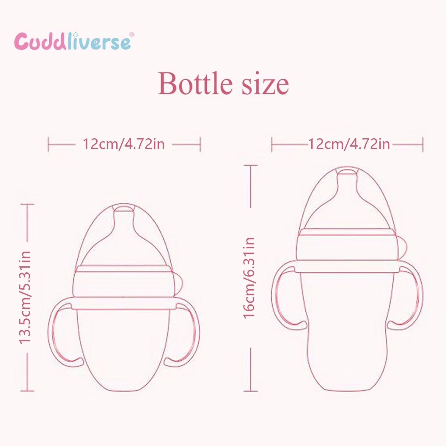 Nano-Silicone Baby Bottles with Handles - 240ml and 150ml, Breastmilk-Like Design for Infants 0-36 Months