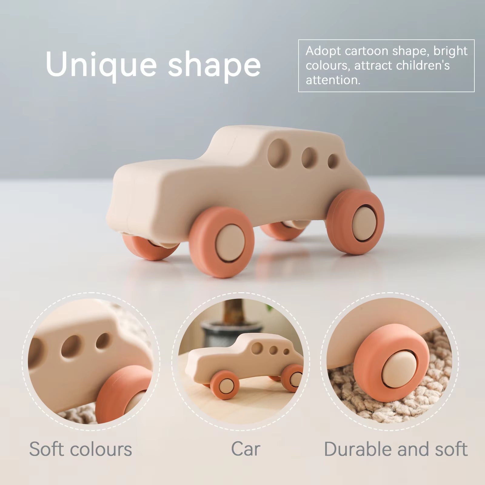 Delightful Montessori Silicone Car Teether Toy for Babies 0-12 Months - Fun and Educational!