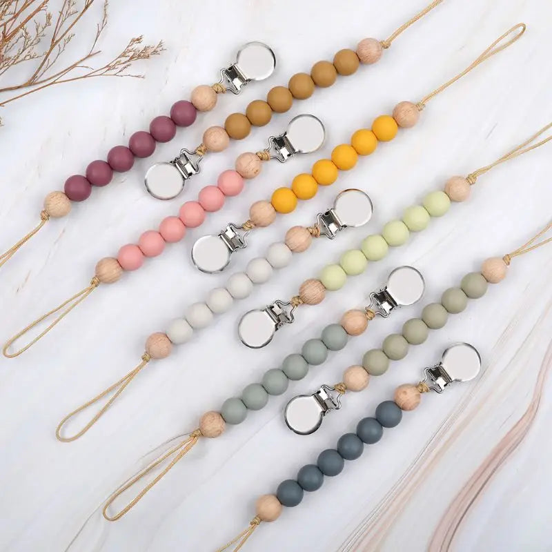 Stylish & Safe Pacifier Clip Chain with Silicone Beads - BPA Free Dummy Holder for Teething Babies