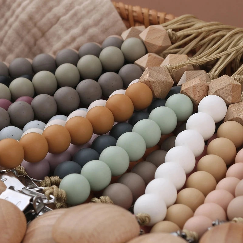 Stylish & Safe Pacifier Clip Chain with Silicone Beads - BPA Free Dummy Holder for Teething Babies