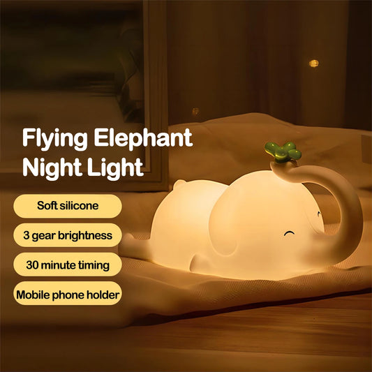 Adorable Elephant Silicone Night Light - Dimmable and Timed for Cozy Bedtime Bliss