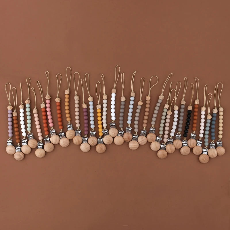 Stylish & Safe Pacifier Clip Chain with Silicone Beads - BPA Free Dummy Holder for Teething Babies